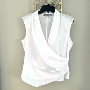 Marc New York Elegant White Sleeveless Wrap Top Blouse Sz M